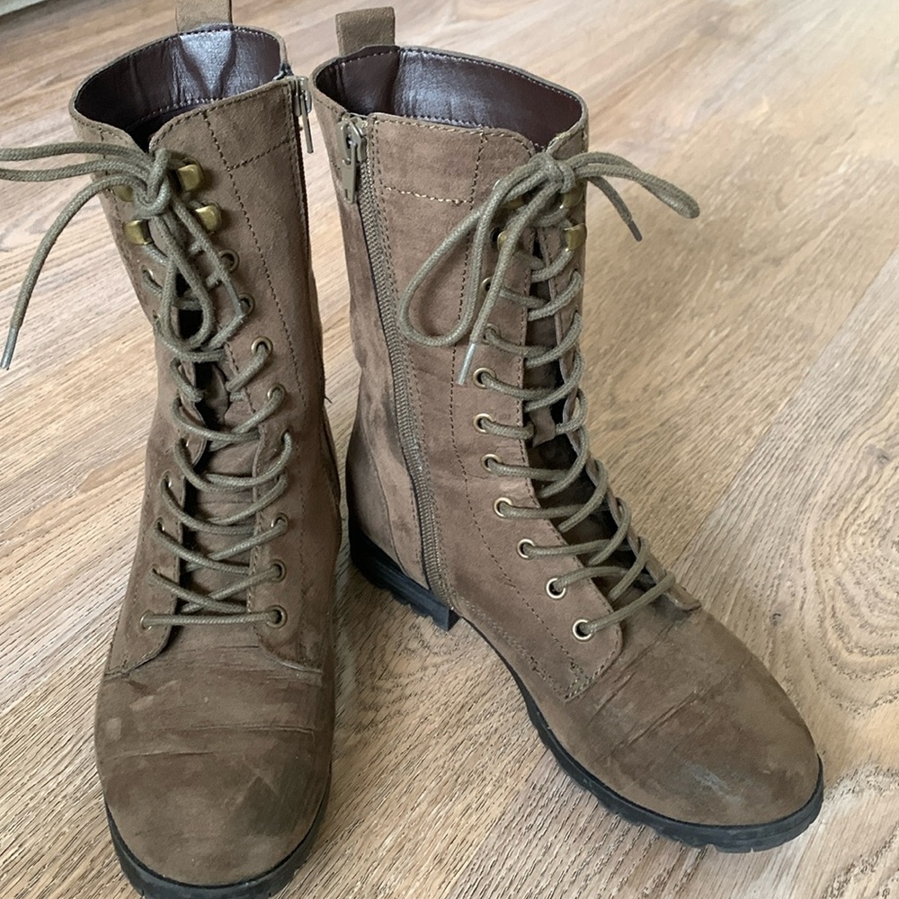 Brash high top lace and zip up boots